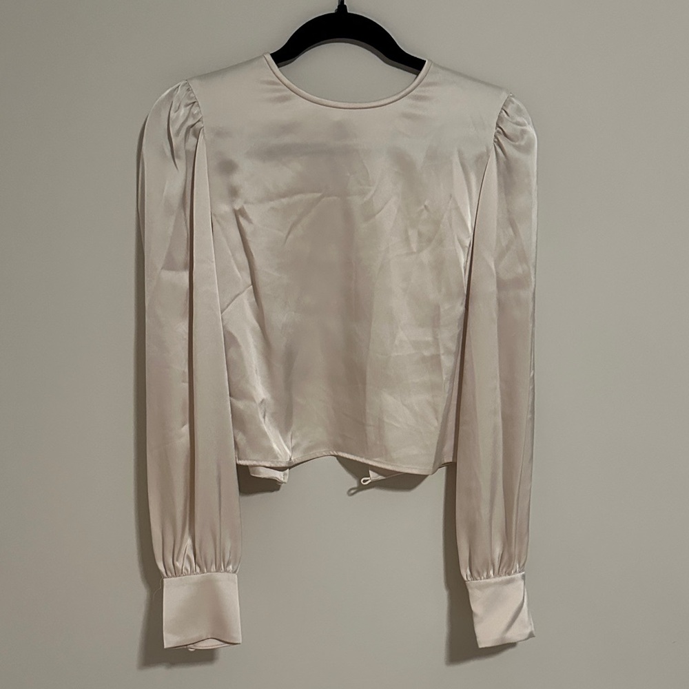 Wilfred Cream Satin Long Sleeve Blouse